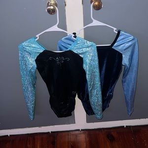 2 adult small long sleeve blue GK leotards